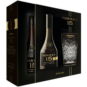 Бренди испанский «Torres 15 Reserva Privada» в подарочной упаковке со стаканом