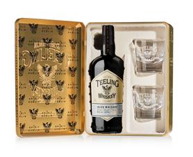Виски ирландский «Teeling Irish Whiskey Blend» в металлической подарочной упаковке, c двумя стаканами