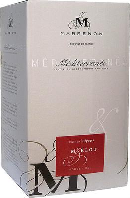 Вино красное сухое «Marrenon Merlot Vin de Pays de Mediterranee, 5 л» 2018 г.