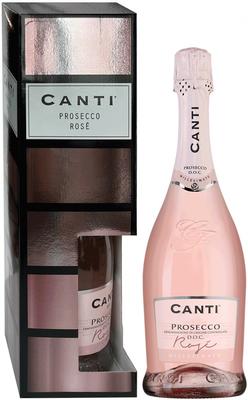 Игристое вино розовое сухое «Canti Prosecco Rose» 2020 г. в подарочной упаковке