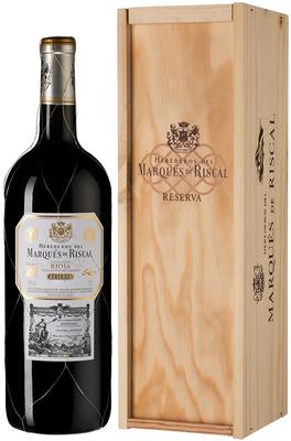 Вино красное сухое «Herederos del Marques de Riscal Reserva» 2017 г., в деревянной коробке