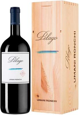 Вино красное сухое «Umani Ronchi Pelago Marche Rosso, 1.5 л» 2017 г., в деревянной коробке