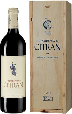 Вино красное сухое «Le Bordeaux de Citran Rouge» 2019 г., в деревянной коробке