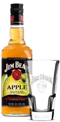 Виски испанский яблочный «Jim Beam Apple» в подарочной упаковке со стаканом
