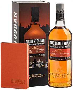 Виски шотландский «Auchentoshan 12 Years Old» + ежедневник, в подарочной упаковке