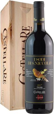 Вино красное сухое «I Sodi di San Niccolo, 1.5 л» 2017 г., в деревянной коробке