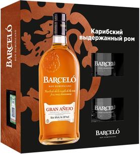 Ром «Ron Barcelo Gran Anejo» в подарочной упаковке с двумя стаканами