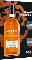 Ром «Ron Barcelo Gran Anejo» в подарочной упаковке с двумя стаканами