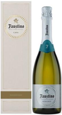Вино игристое белое сухое «Faustino Cava Extra Seco» в подарочной упаковке