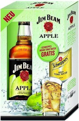 Виски испанский яблочный «Jim Beam Apple (Spain)» подарочный набор с тоником "Швеппс"