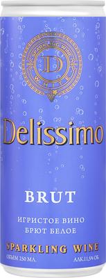 Вино игристое белое брют «Delissimo» 2021 г., в жестяной банке