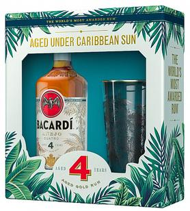 Ром «Bacardi Anejo Cuatro» в подарочной упаковке со стаканом