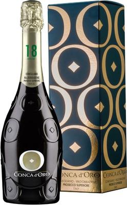 Игристое вино белое сухое «Conca d'Oro Conegliano Valdobbiadene Prosecco Superiore Millesimato Extra Dry» 2021 г., в подарочной упаковке
