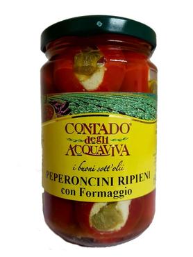 Консервированные перчики с начинкой из рикотты в оливковом масле «Contado degli Acquaviva Peperoncini Ripieni con Formaggio» 270 г