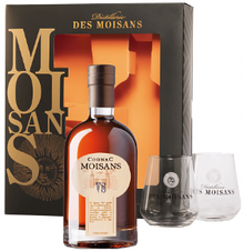 Коньяк французский «Moisans VS» в подарочной упаковке с 2-мя бокалами