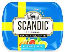 Конфеты-драже без сахара «SCANDIC Citrus Mix» в металлической коробке