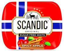 Конфеты-драже без сахара «SCANDIC Spicy Apple» в металлической коробке