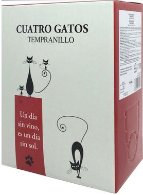Вино красное сухое «Cuatro Gatos Tempranillo» Тетра Пак