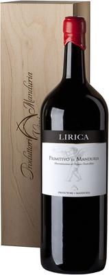 Вино красное сухое «Lirica Primitivo di Manduria, 5 л» 2019 г., в деревянной коробке