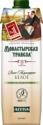 Вино столовое белое полусладкое «Монастырская трапеза, 1 л»
