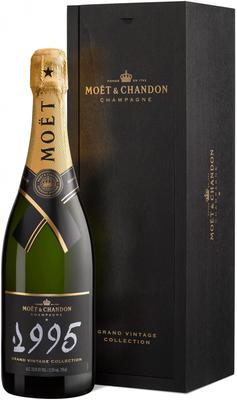 Шампанское белое экстра брют «Moet & Chandon Grand Vintage» 1995 г., в деревянной коробке