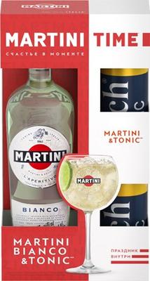 Вермут «Martini Bianco» в подарочной упаковке с 2-мя банками тоника