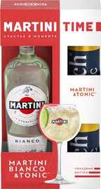 Вермут «Martini Bianco» в подарочной упаковке с 2-мя банками тоника