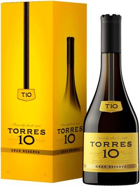 Бренди испанский «Torres 10 Gran Reserva» в подарочной упаковке