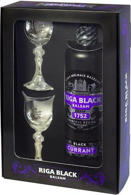 Бальзам «Riga Black Balsam Currant» в подарочной упаковке с 2 рюмками