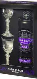 Бальзам «Riga Black Balsam Currant» в подарочной упаковке с 2 рюмками