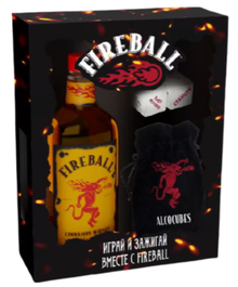 Виски «Fireball» в подарочной упаковке с кубиками в мешке