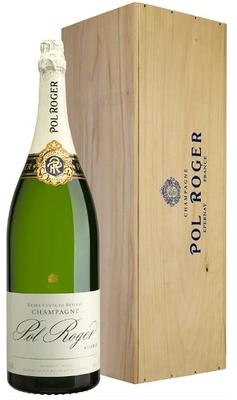 Шампанское белое брют «Pol Roger Brut Reserve, 3 л» в деревянной коробке