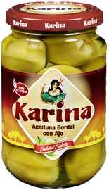 Оливки зеленые с чесноком «Karina Aceitunas Gordal con Ajo» 350 г