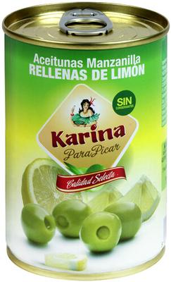 Оливки зеленые с лимоном «Karina Aceitunas Verdes con Limon» 295 г