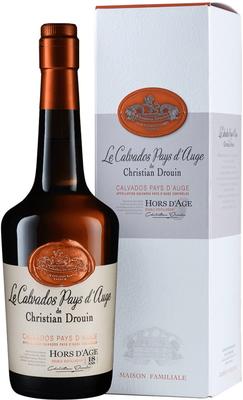 Кальвадос «Christian Drouin Calvados Pays d'Auge Hors d'Age 18 Ans» в подарочной упаковке