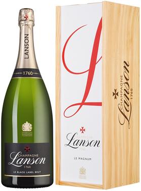 Шампанское белое брют «Lanson Le Black Label, 1.5 л» 2017 г., в деревянной коробке