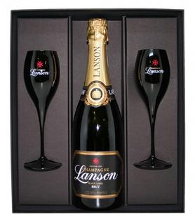Шампанское белое брют «Lanson Le Black Label» 2016 г., в подарочной упаковке с 2-мя бокалами