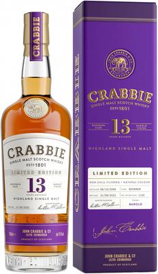 Виски шотландский «Crabbie Single Malt 13 Years Old Barolo Finish» в подарочной упаковке