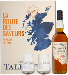 Виски шотландский «Talisker 10 years old» подарочная упаковка + 2 стакана