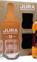 Виски шотландский «Jura 12 Years Old» в подарочной упаковке + 2 стакана