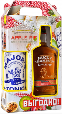 Настойка полусладкая «Nucky Thompson Apple Pie» подарочный набор с банкой тоника "Мэджорс"