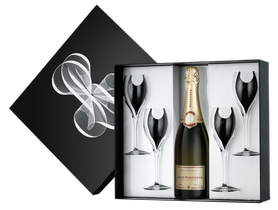 Шампанское белое брют «Louis Roederer Brut Premier» в подарочном наборе "Графика" с 4 бокалами