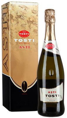Вино игристое белое сладкое «Tosti Asti» в подарочной упаковке