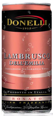 Вино игристое розовое полусладкое «Donelli Lambrusco dell'Emilia Rosato» в жестяной банке