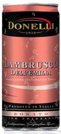 Вино игристое розовое полусладкое «Donelli Lambrusco dell'Emilia Rosato» в жестяной банке