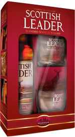 Виски шотландский «Scottish Leader» в подарочной упаковке с двумя стаканами.