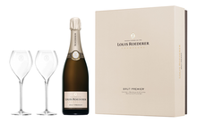 Шампанское белое брют «Louis Roederer Brut Premier» +2 бокала в подарочной упаковке