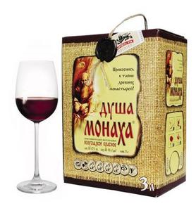 Вино столовое красное полусладкое «Душа Монаха, 3 л»