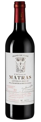 Вино красное сухое Chateau Matras Saint-Emilion Crand Cru Classe, 0.75 л 2001