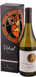Вино белое полусухое «Vina Maipo Vitral Chardonnay Reserva» в подарочной упаковке